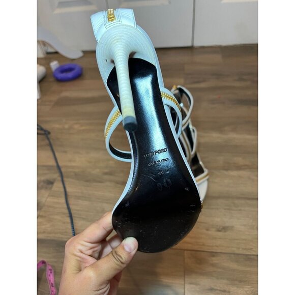 Tom Ford White Chain Ankle Strap heels - Picture 6 of 10